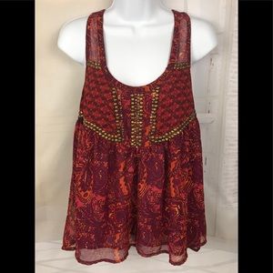Boho Ecote Paisley Babydoll Tank Top